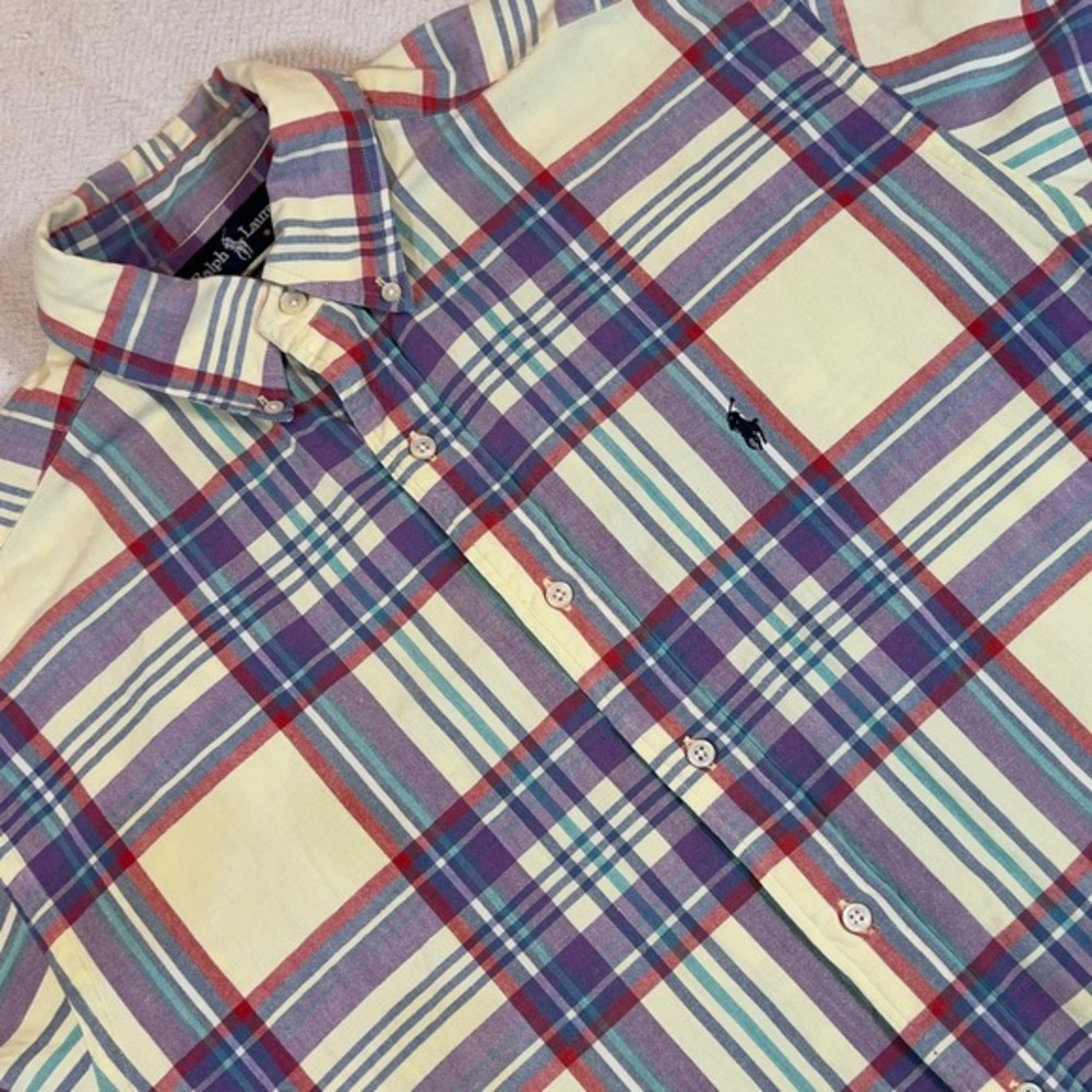 Ralph Lauren Men's Plaid Short Sleeve Button‎ Down Shirt Size Large